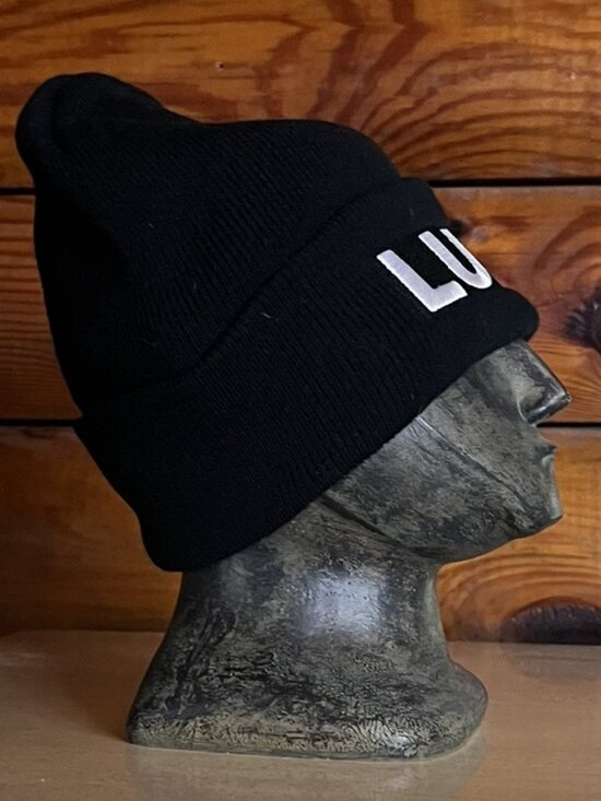 Rare NWOT Unisex LUSH Cosmetics Black Stretchy Beanie w/Fight Animal Testing Tag main image 5